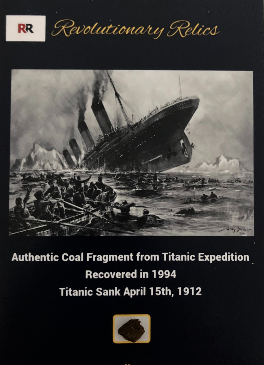 Incredible Piece of Titanic Coal (1912) Recovered from 1994 Titanic Inc. Salvage Expedition with Certificate of Authenticity