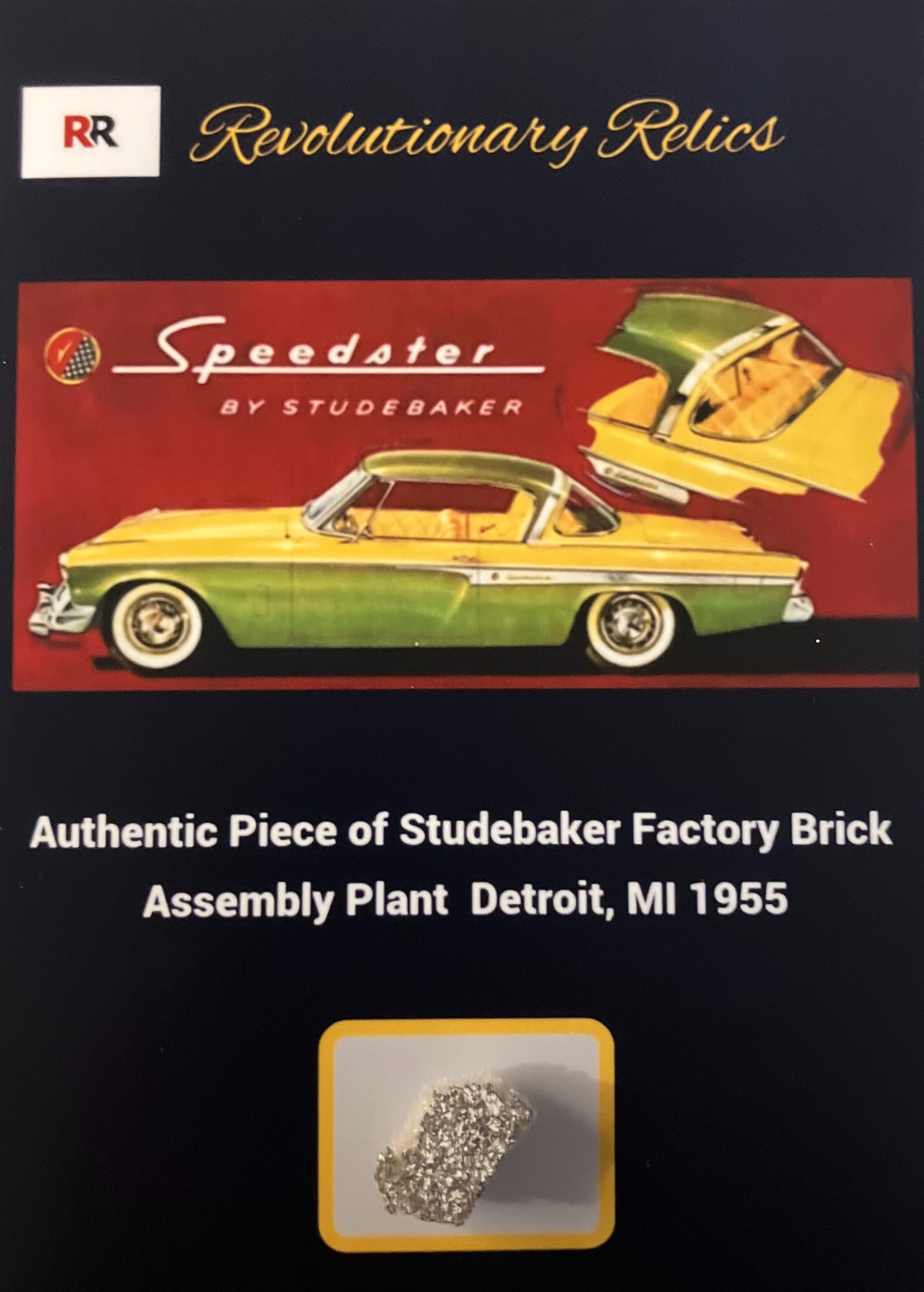 Incredible Vintage Piece of Factory Brick from Studebaker Speedster Car Plant 1955