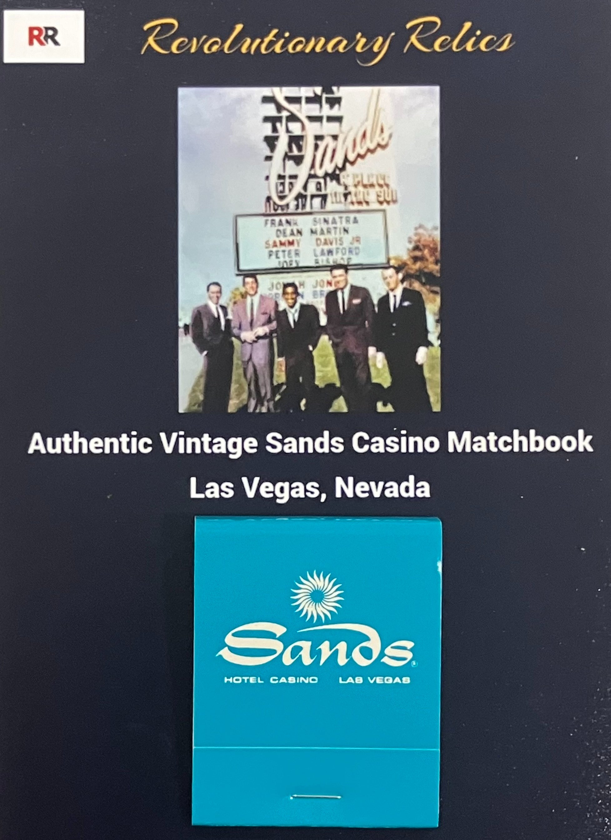 Original Vintage 1960's Sands Casino Matchbook Rat Pack Display