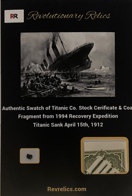Real Amazing Titanic Coal Relic & Stock Certificate 1912 Collectors 4x6 Card