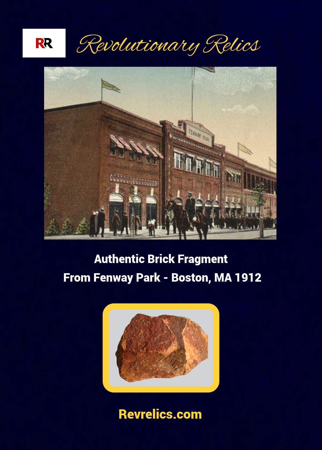 Authentic Stadium Brick Relic Fenway Park Boston Red Sox w/ COA Baseball MLB